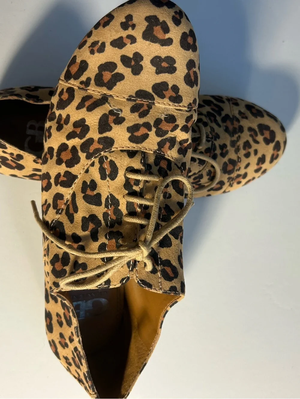 Gianni Bini Leopard-Print Lace-Up Flats in Tan and Black - Picture 4 of 5